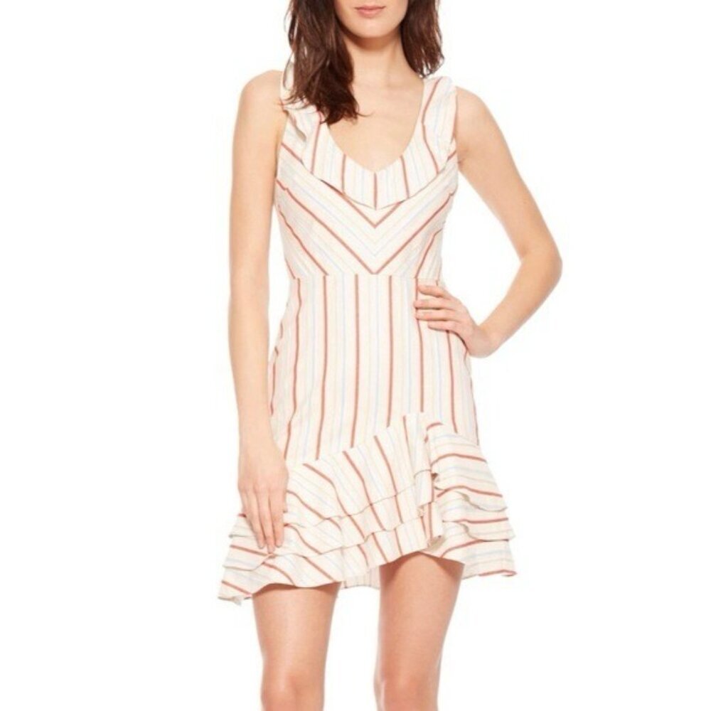 Parker Women’s Aldo A-line Striped Flounce Ruffle Mini Dress Multicolored Size 6